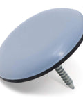 Top Shelf 32 Pack PTFE Furniture Sliders With Nail Down Mount Round Grey Blue Finish, front view of slider with screw.