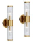 Two Pack Gold Modern Wall Sconces For Bathroom And Vanity Lighting That Gives A Lit Glow Cut Glass Flower Shade E12 Base Fixtures