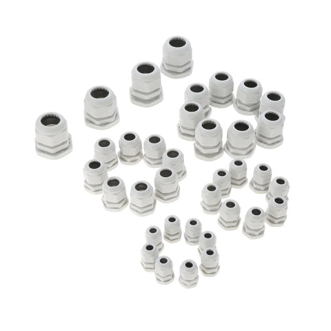 Waterproof Cable Gland Kit, 36 Pcs Adjustable 3-21mm Glands With Lock Nut, IP68 Nylon Plastic Connector Joint, weatherproof secure grip