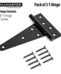 Heavy Duty 6 Inch T Strap Gate Hinges For Shed Doors And Wooden Fences Black Powder Coated 2 Pack with screws