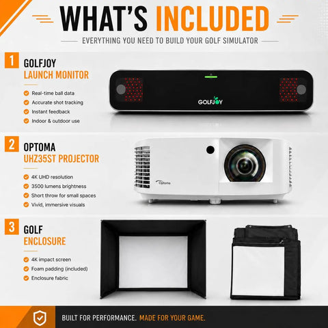 All In One Indoor Golf Simulator Bundle With Durable Enclosure Launch Monitor And Projector For Home Use components