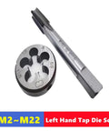 Super Cool 2 Pcs Left Hand Metric Tap Die Set For Machine Tools Covers M2 To M22 Sizes, HSS steel tap and die