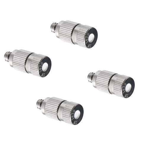 Four Piece Garden Misting Nozzles Stainless Steel Atomizing Mister Sprayer Nozzles 0.15mm Orifice For Outdoor Cooling Irrigation