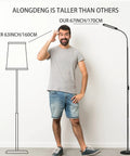 Comparing heights of LED Floor Lamp With Dimmable Color Temperature And Height Adjustable Gooseneck beside person, 67 inches tall