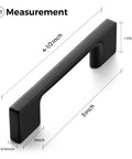 3 Inch Wide Foot Cabinet Pulls 10 Pack Matte Black Cabinet Handles with measurement details showing length and dimensions