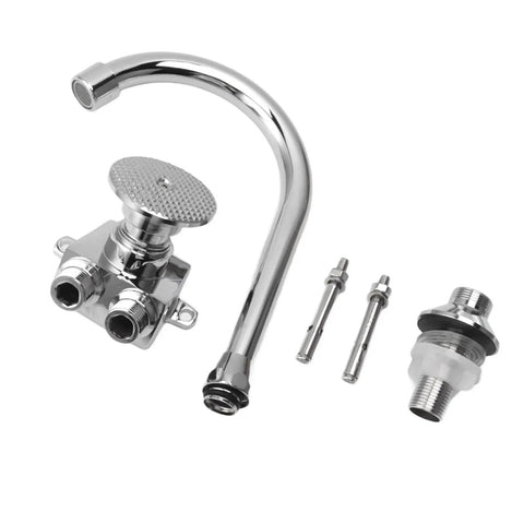 Fauitay Foot Pedal Faucet Hands Free Kitchen Faucet with Touchless Foot Control Valve for Standard Kitchen Sinks parts, chrome finish, including water control switch.