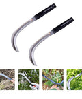 Two Piece Japanese Style Garden Sickle Set With Steel Hand Sickles For Weeding And Lawn Care, 3.7 Inch Blades, shown in use