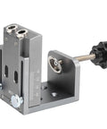 Pocket Hole Jig Kit With 15 Degree Aluminum Alloy Locator Inclined Hole Guide for woodworking, showing adjustable scale and clamp