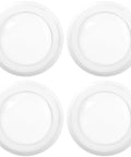 Four white 6 Inch Flush Mount LED Disk Lights Recessed Can Lighting Dimmable 15W 75W Equivalent 1050 Lumen 5000K Daylight High CRI 90 Plus Damp Rated