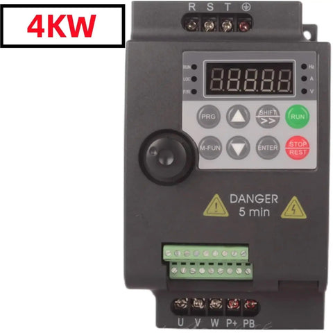 Budget Friendly 380V VFD Drive Inverter For Motors 0.75/1.5/2.2/4/5.5KW Speed Controller With 0-320Hz Output Economical Variable Frequency Drive For DIY Projects, 4kW front view