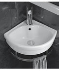 Corner Wall-Mounted Sink - Ele Vessel Sink for Modern Bathrooms Space-Saving Design High-Quali Ceic Easy Installat Perfect for Smals with chrome faucet.