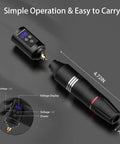 Wireless Tattoo Kit For Beginners All In One Rotary Pen Machine with voltage display, 4.72in pen and 2.17in battery