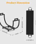 Product dimension diagram of 24 Inch Indoor Firewood Rack With Carrier, Thickened Metal Rustproof Wood Storage Rack, Large Capacity Log Holder.