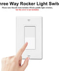 Three Way White Light Switch 4 Pack 15A 120 To 277V Rocker Switches For Single Pole Or Three Way Lighting Home And Office Grade UL And CUL Certified Durable Gloss Finish Easy Install white rocker switch being pressed