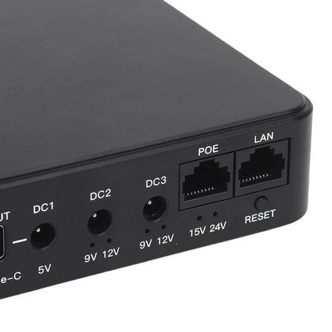 Heavy Duty Mini Ups Battery Backup Delivering Major Peace Of Mind With A Steady 10400mah Reserve And Six Amp Ports, rear view showing output ports.