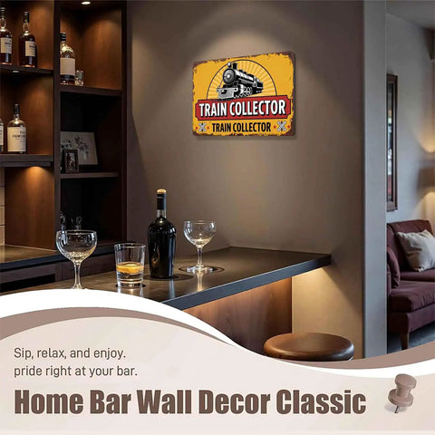 Steam Locomotive Metal Sign 8x12 Inches Aluminum Wall Decor for living room or bar with a man cave vibe.