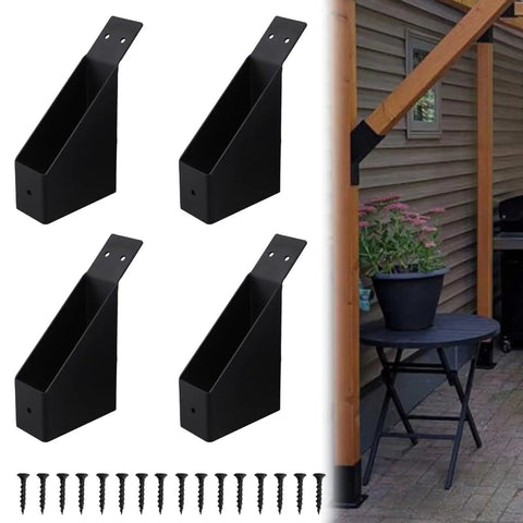 Beefy 45 Degree Iron Connector Brackets for 2x4 Wood Posts, Outdoor Pergola Support Kit for Gazebos Garages Tree Houses Terraces Lawns and Courtyards, 4 Pack