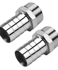 Heavy Duty Stainless Steel Hose Barb Fittings 1-1/2 Inch To 1-1/2 Inch NPT Male Threaded Connectors For Water Air Gas Lines 2 Pack