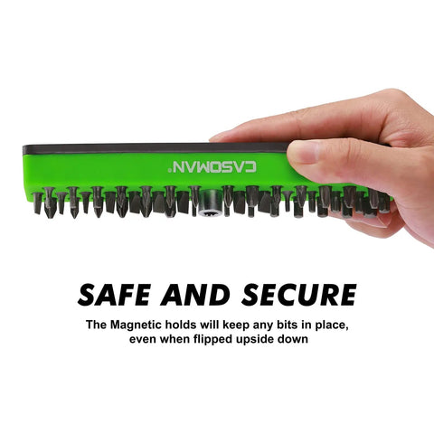 One Quarter Inch Hex Bit Organizer With Magnetic Base In Green Holds Up To Forty Three Hex Bits Built Tough Magnetic Bit Tray