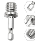 Heavy Duty Quarter Inch Hex Shank Drill Adapter With M14 Screw Thread Connecting Rod for Angle Grinders close-up view.