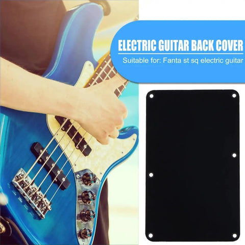 Electric Guitar Back Plate Cover With 6 Hole Plastic Cavity Backplate Closed Style Replacement Tremolo Cover Black next to blue guitar