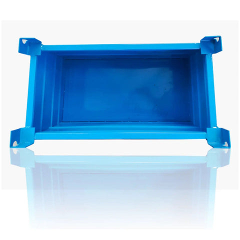 Heavy Duty Steel Storage Bin And Warehouse Turnover Box Built Tough As Nails For Shop Parts Organization Cold Rolled Metal Container With Hella Durable Powder Coating Heavy Load Industrial Workhorse 700X800X500Mm blue interior view.