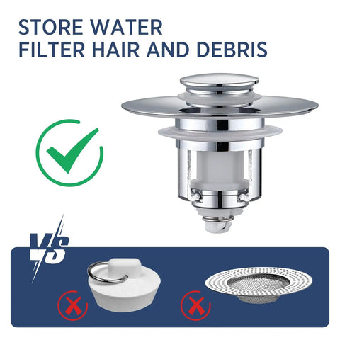 Universal Bathroom Sink Stopper 2 Pack Pop Up Drain Strainer Chrome Silver Anti Clogging Filter Fits One Point Zero Six To One Point Six Five Inches Brings Some Hella Charm And Keeps Your Basin Slick Clean Daily