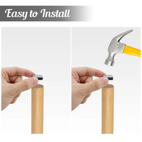 Image showing installation of 16 Pack Nail On Furniture Sliders 1.5 Inch Square Teflon Glides For Chairs And Furniture No Squeak Floor Protectors