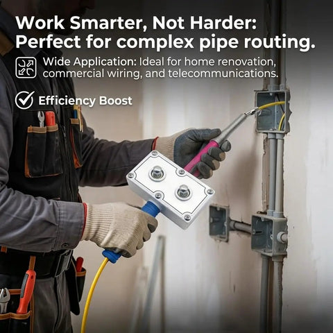 Heavy Duty Handheld Drill Powered Wire Puller in use for commercial wiring, showcasing aluminum alloy material and ergonomic design.