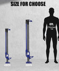 48 Inch Utility Farm Jack 6600 Lb High Lift Ratcheting Off Road Jack size comparison with a 6-ft silhouette
