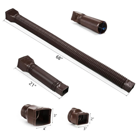 Two Pack Flexible Downspout Extenders For Rain Gutters Extendable From 21 To 68 Inches Durable No Brainer Install Components Shown