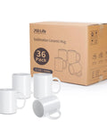 11 Oz White Sublimation Mugs Blank Bulk Pack 36 White Ceramic Coffee Cups with box packaging