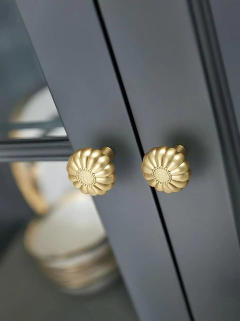 Brushed Gold Cabinet Knobs Set Of 10 Brass Drawer Pulls For Kitchen Cupboards And Bathroom Dresser Zinc Alloy Hardware With Dope Pumpkin Inspired Design Durable Solid Metal Build Easy Install