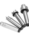 Essential 4 Piece Wood Turning Center Set With Spur And Cup Tool For Lathe Spindle Work, metal MT2 tools for precise wood crafting.
