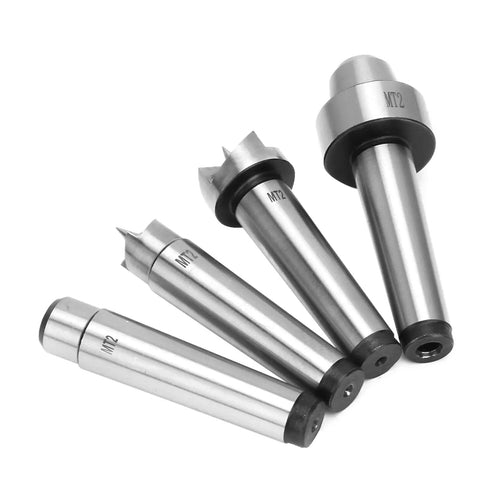 Essential 4 Piece Wood Turning Center Set With Spur And Cup Tool For Lathe Spindle Work, metal MT2 tools for precise wood crafting.