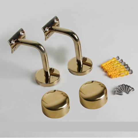 Sleek silver brackets and hardware for Wall Mount Clear Acrylic Railing Kit, suitable for indoor stairs and decks.