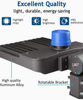 200W Outdoor LED Parking Lot Light With Dusk to Dawn Sensor showing aluminum housing and rotatable bracket