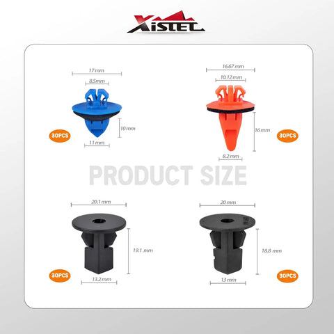 Product size details of 120Pcs Fender Flare Clip Kit Nylon Retainer Fasteners For Bumper And Fender Liner Replacement Easy Install
