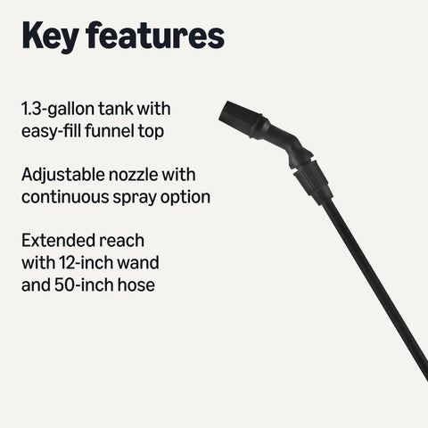 Key features of 1.3 Gallon Garden Sprayer With Extension Wand For Yard Work, Flower Beds, And Plants, Pump Pressed Sprayer