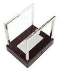 Top view of Classic Desk Pendulum Toy With Stable Base Cradle Science Gadget For Energy Transfer on wooden base