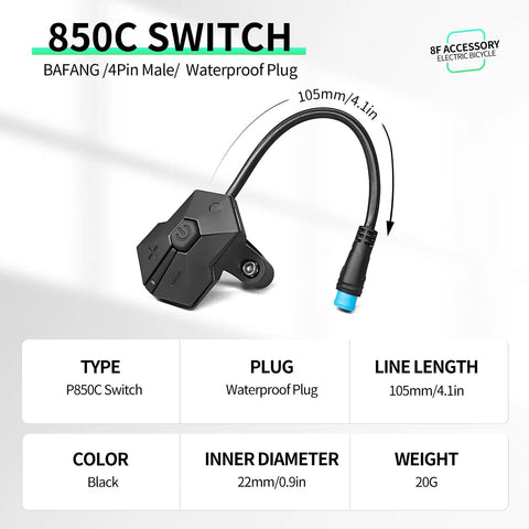 P850C Color Display Button Switch For Mid Drive Ebikes BBS01 BBS02B BBSHD, Plug And Play 4 Pin Blue Plug, 10.5cm Cable, Three Button Control With Power Up Down, Easy Screw Mount Replacement Accessory