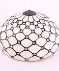 Cream Amber Stained Glass Bead Lampshade 12x6 Inch Replacement for Table Lamps Pendant Lights and Ceiling Fixtures, Tiffany Style Glass Shade With Cap, Shade Only