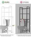 Comparison of Over The Toilet Storage Rack With 3 Tier Metal Organizer Free Standing Bathroom Shelves Above Toilet White, showing different heights.
