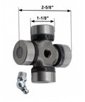 Heavy Duty 14 Series Pto Universal Joint Cross And Bearing Kit Greaseable Yoke with dimensions 1-1/8" cap, 2-5/8" overall.