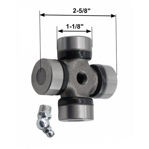 Heavy Duty 14 Series Pto Universal Joint Cross And Bearing Kit Greaseable Yoke with dimensions 1-1/8" cap, 2-5/8" overall.