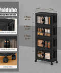 Heavy Duty Fold Flat Storage Bins With Slick Dual Front Door Access And Secure Lids Built Different Stackable Plastic Organizer Totes For Your Garage Office Pantry Or Home Gear Setup 4 Pack Black Nine Gallon Capacity Each, showcasing 4-tier design and clear access features.