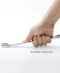 Hand using Combination Metric And SAE Wrench Set 24 Piece Portable With Drop Forged Chrome Wrenches for clearance demonstration
