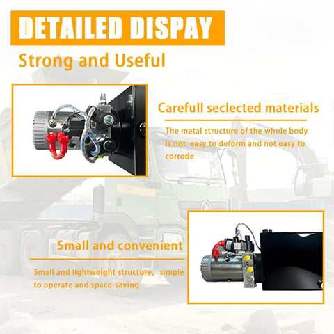Heavy Duty 12V DC Hydraulic Power Unit With 3200 PSI Capacity, 10 Quart Steel Reservoir, Double Acting Pump For Dump Trailer Lifting And Heavy Machinery, SAE 6 Port, Rugged Metal Build