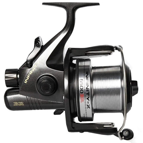 Side view of Infinity X 5500 BR Fishing Reel with Smooth Drag System and Durable Aluminum Body for Freshwater and Light Saltwater Angling.