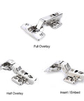 Stainless Steel Cabinet Door Hinges With Soft Close Damper Hydraulic Buffer For Full Overlay Cabinets.